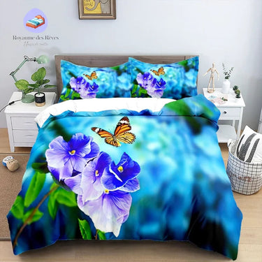 Housse de Couette Papillon avec Fleur